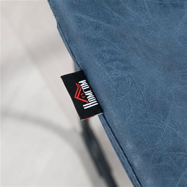 HOMCOM Set of 2 Dark Blue Counter Height Bar Stools with Back