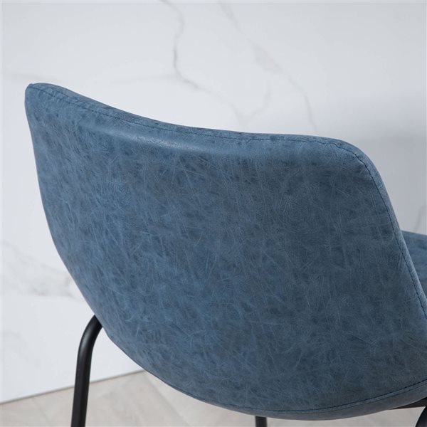 HOMCOM Set of 2 Dark Blue Counter Height Bar Stools with Back