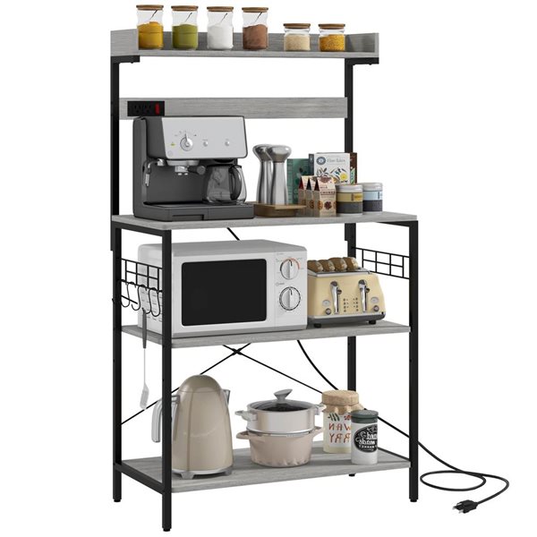 Kitchen Rack Rona HOMCOM Kitchen Bakers Rack with Power Outlet, Adjustable Shelves and ...