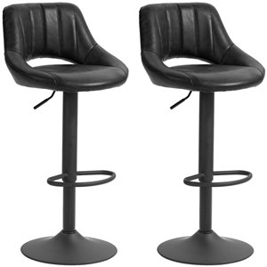 HOMCOM Set of 2 Black Swivel Adjustable Counter Height Bar Stools