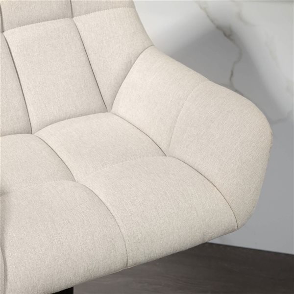 HOMCOM Set of 2 Cream White Swivel Tufted Fabric Adjustable Bar Stools