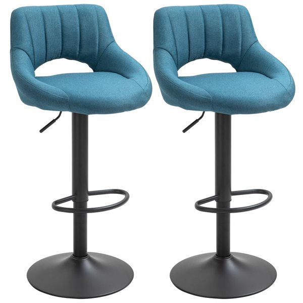 HOMCOM Set of 2 Blue Swivel Adjustable Counter Height Bar Stools