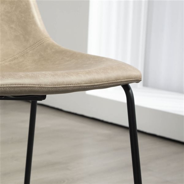 HOMCOM Set of 2 Beige Counter Height Bar Stools with Back