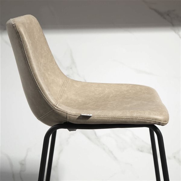 HOMCOM Set of 2 Beige Counter Height Bar Stools with Back