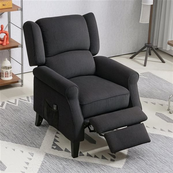 HOMCOM Black Polyester Massage Reclining Wingback Chair w/ Footrest