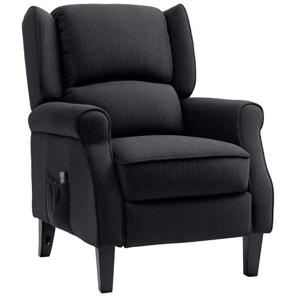 HOMCOM Black Polyester Massage Reclining Wingback Chair w/ Footrest