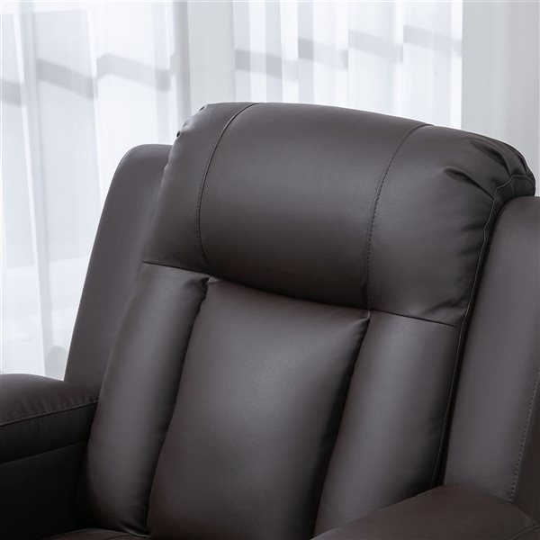 HOMCOM Brown Faux Leather 8-Point Vibration Massage Reclining Chair w/ Cup Holders