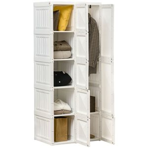 HomCom 27.2 W x 19.7 D x 66.9-in H White Polypropylene Modern Foldable Wardrobe w/ Storage