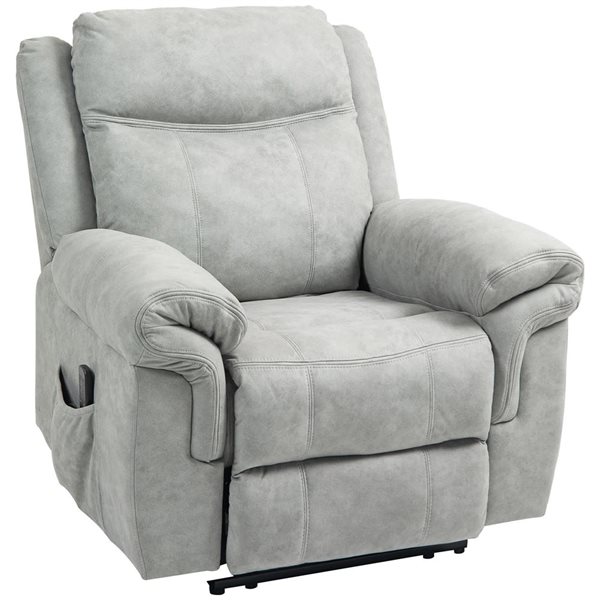 HOMCOM Grey Microfibre Manual Reclining Chair with 8 Vibration Massage and Side Pockets