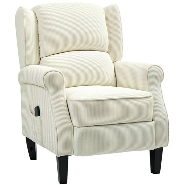 HOMCOM White Polyester Massage Reclining Wingback Chair w/ Footrest
