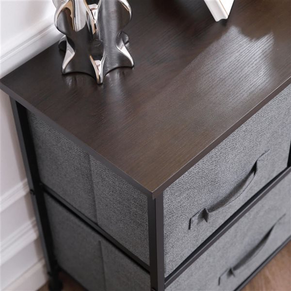 HOMCOM Black Composite/Dark Grey Linen-Look Fabric 5-Drawer Storage Chest with Metal Frame