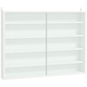 HOMCOM 31.5 W x 3.7 D x 23.6-in H White Particleboard 5-Tier Wall Display Cabinet w/ Glass Door