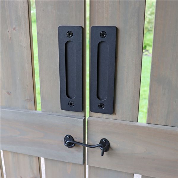 Yardistry 16 x 14-ft Cedar Wood Pavilion Privacy Wall w/ Barn Doors