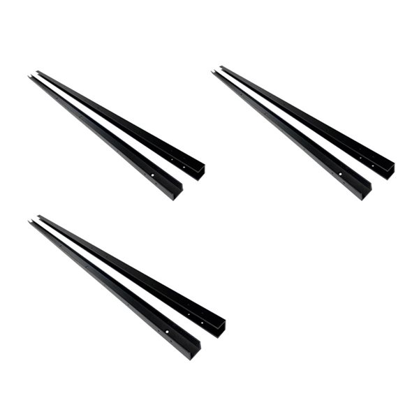 Slipfence Black Powder-Coated Horizontal Channel Kits for 4-ft High Fence - 6/Pk