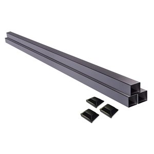 Slipfence 3-in x 3-in x 6-ft Black Powder-Coated Aluminum Fence Post with Cap - 3/Pk