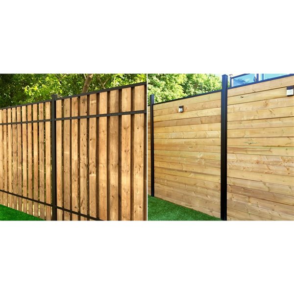 Slipfence 3-in x 3-in x 12-ft Black Powder-Coated Aluminum Fence Post with Cap - 4/Pk