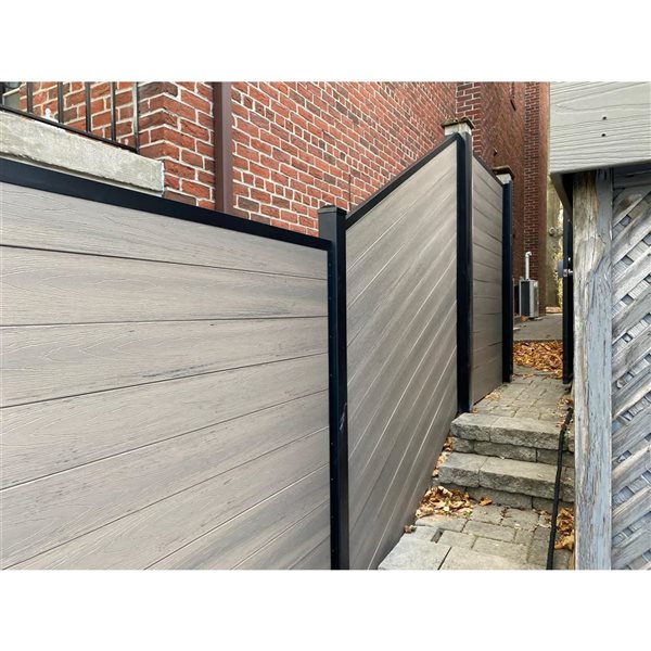 Slipfence 3-in x 3-in x 12-ft Black Powder-Coated Aluminum Fence Post with Cap - 4/Pk