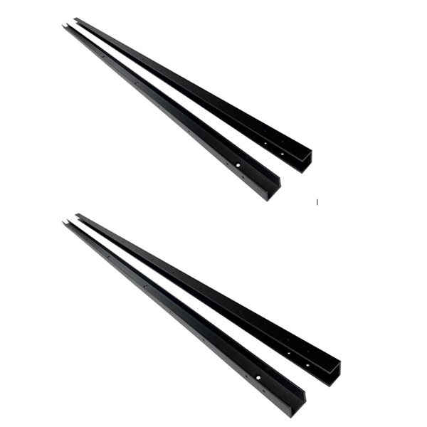 Slipfence Black Powder-Coated Horizontal Channel Kits for 7-ft High Fence - 4/Pk