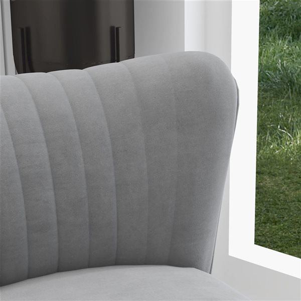 HOMCOM Grey Velvet Fabric Armless Accent Chairs with Gold Leg and Tufted Back - Set of 2