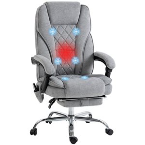 Vinsetto Grey Fabric Massage Reclining Office Chair with Heat