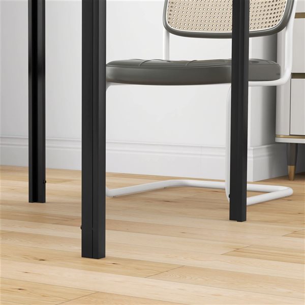 HOMCOM Black Square 30-in Fixed Modern Dining Table w/ Tempered Glass Top