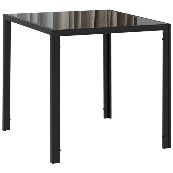 HOMCOM Black Square 30-in Fixed Modern Dining Table w/ Tempered Glass Top