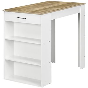 Table de bar rectangulaire fixe HOMCOM 40 L x 24 po l. avec 3 étagères de rangement et tiroir en gris