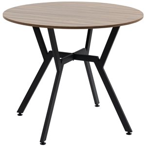 HOMCOM Brown Round 35.4-in Fixed Dining Kitchen Table w/ Steel Frame
