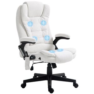 Vinsetto White Fabric 6-Point Vibrating Massage High-Back Office Chair