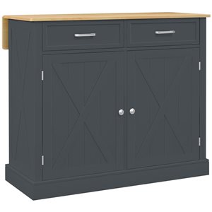 Îlot de cuisine à roulettes gris HOMCOM 36 h. x 41 L. x 24 po l. en bois et MDF à abattant avec rangement