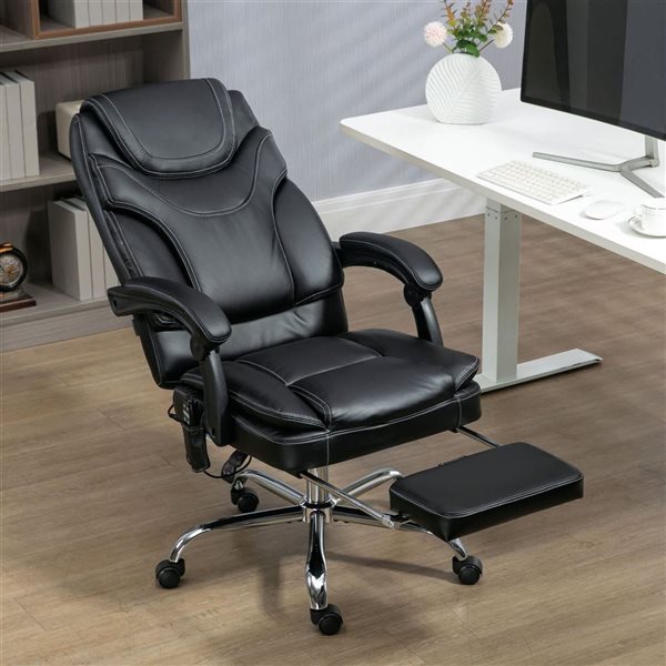 Vinsetto Black PU Leather Vibration Massage Office Chair with Heat