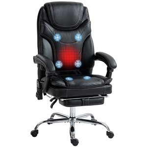 Vinsetto Black PU Leather Vibration Massage Office Chair with Heat