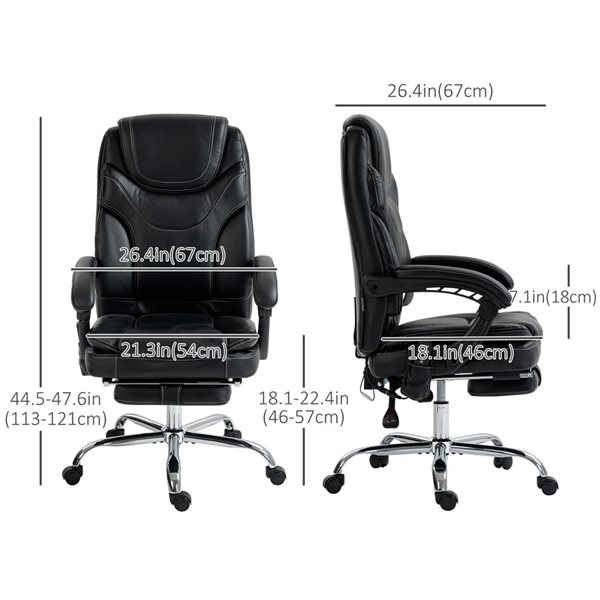 Vinsetto Black PU Leather Vibration Massage Office Chair with Heat