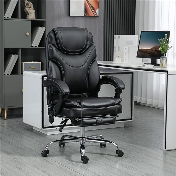 Vinsetto Black PU Leather Vibration Massage Office Chair with Heat