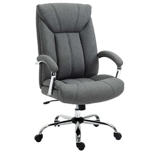 Chaise de bureau à domicile par Vinsetto en tissu gris avec accoudoirs et roulettes