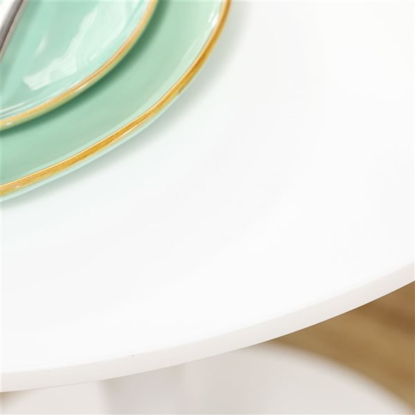 HOMCOM White Round 28-in Fixed Dining Table w/ Steel Base and Non-slip Pad
