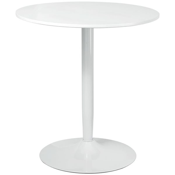HOMCOM White Round 28-in Fixed Dining Table w/ Steel Base and Non-slip Pad