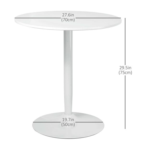 HOMCOM White Round 28-in Fixed Dining Table w/ Steel Base and Non-slip Pad