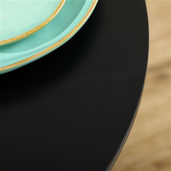 HOMCOM Black Round 28-in Fixed Dining Table w/ Steel Base and Non-slip Pad