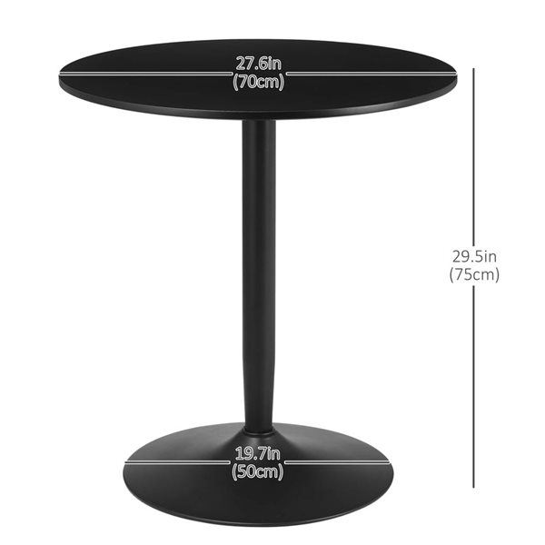 HOMCOM Black Round 28-in Fixed Dining Table w/ Steel Base and Non-slip Pad