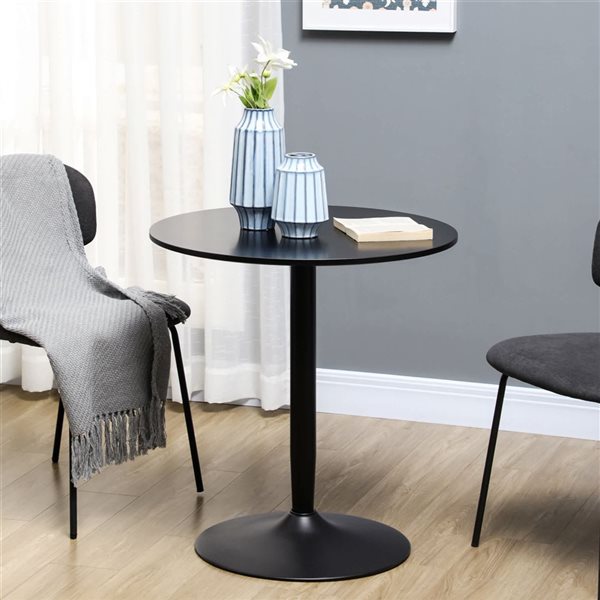 HOMCOM Black Round 28-in Fixed Dining Table w/ Steel Base and Non-slip Pad