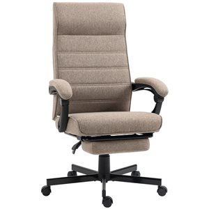 Vinsetto Brown Fabric High-Back Office Chair on Wheels with Armrests