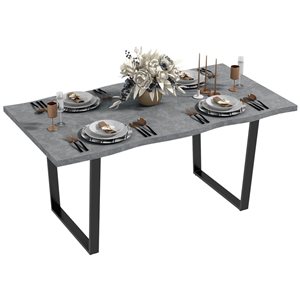 Table de salle à manger rectangulaire fixe HOMCOM 63 L x 34 po l. à rebords ondulés et pieds en acier en gris