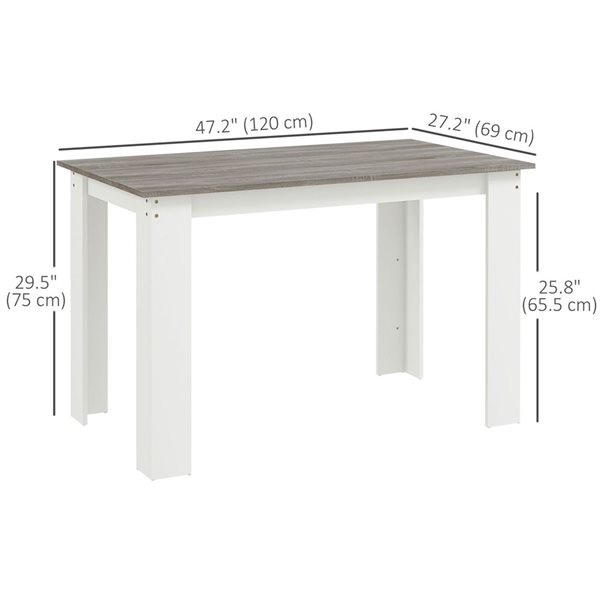 HOMCOM Grey Rectangular 47 L x 27-in W Fixed Modern Dining Table w/ Veneered Top