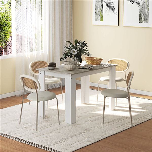 HOMCOM Grey Rectangular 47 L x 27-in W Fixed Modern Dining Table w/ Veneered Top