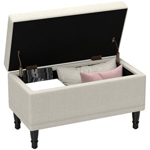 HOMCOM 31.5 W x 15.7 D x 19-in H Beige Linen-Look Fabric Modern Storage Bench w/ Wood Legs