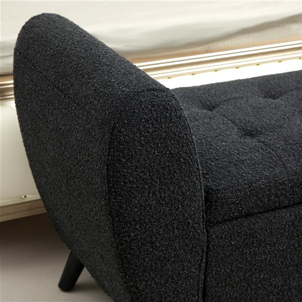HOMCOM 55 W x 19 D x 27-in H Black Polyester Upholstered Modern Storage Bench with Arms