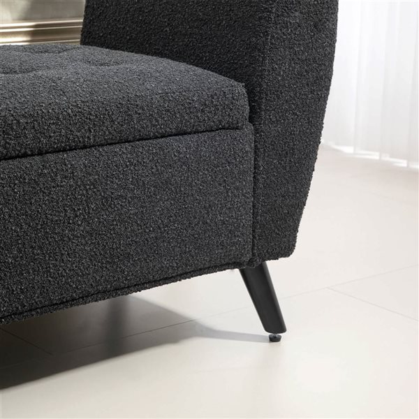 HOMCOM 55 W x 19 D x 27-in H Black Polyester Upholstered Modern Storage Bench with Arms