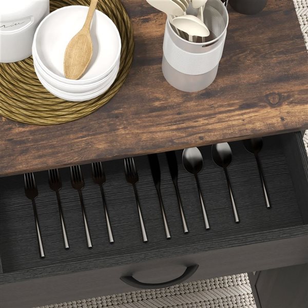 HOMCOM 36 H x 33 L x 18-in W Black MDF Base with Solid Wood Top Rolling Kitchen Island