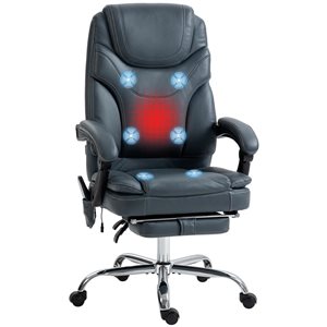Vinsetto Grey PU Leather Vibration Massage Office Chair with Heat